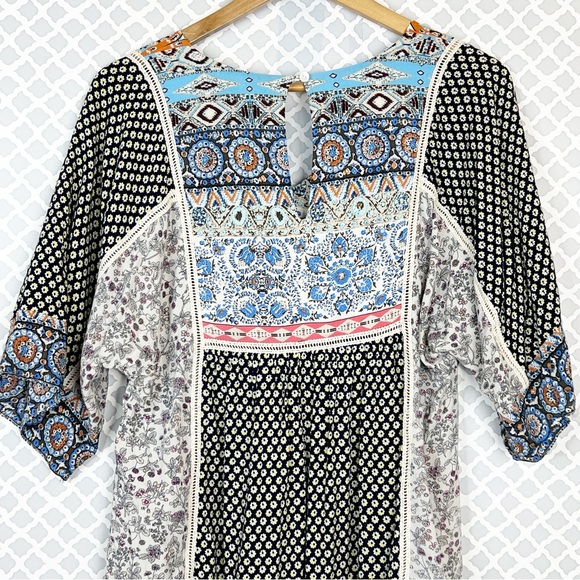 EUC Sundance Multi Patch Print Boho Peasant Dress - Picture 6 of 10